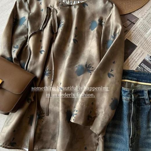 洛诗琳10218新中式真丝印花上衣2025夏季改良款气质国风上衣1155 商品图4