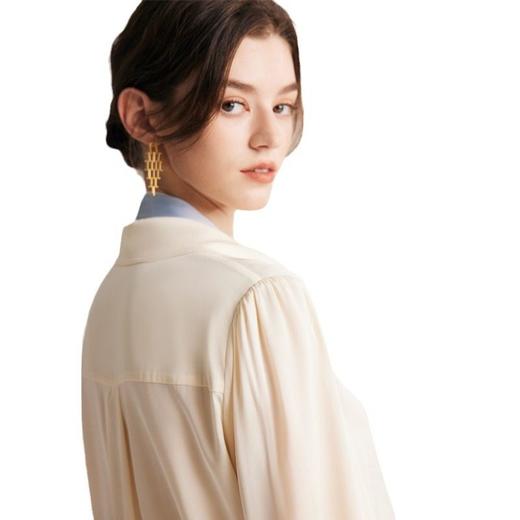 真丝衬衫女2025春夏新长袖19姆米双乔通勤白色杭州丝绸桑蚕丝上衣 商品图4