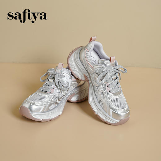 Safiya/索菲娅2025透气网面烫钻时尚百搭厚底休闲增高老爹鞋 SFD3112423 商品图9