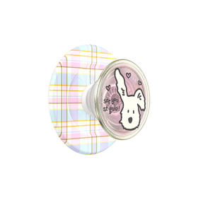 【上菜了! À Table!】春日小狗·MagSafe圆啪嗒 PopSockets x gula 联名系列 MAGSAFE磁吸手机气囊支架 Round圆啪嗒系列 白色 小狗 格纹 卡通