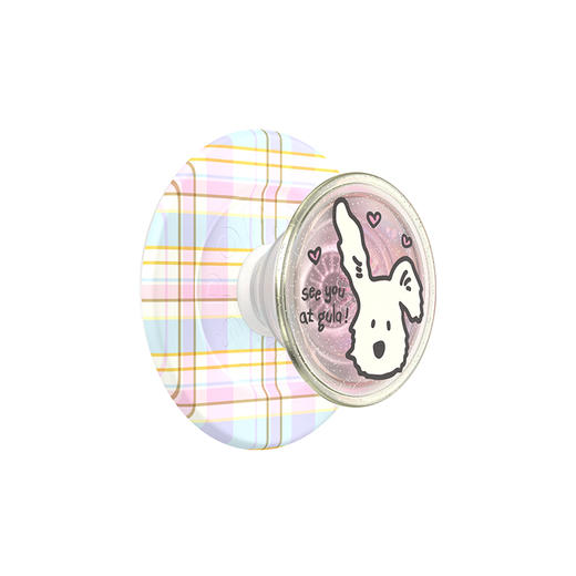 【上菜了! À Table!】春日小狗·MagSafe圆啪嗒 PopSockets x gula 联名系列 MAGSAFE磁吸手机气囊支架 Round圆啪嗒系列 白色 小狗 格纹 卡通 商品图0