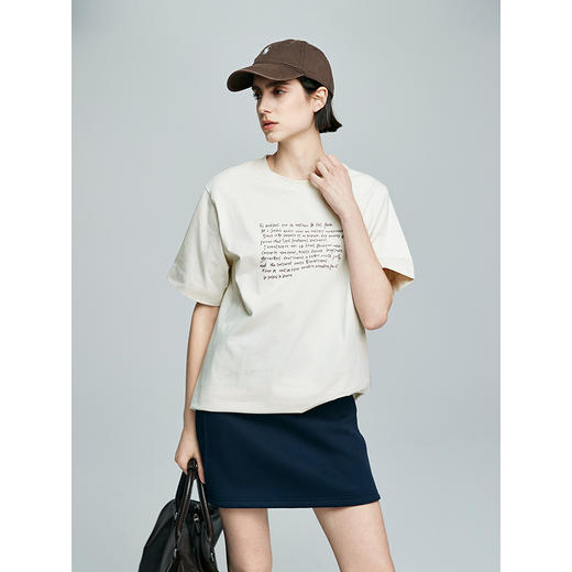 棉仓362601006-初棉艺术字母印花宽松短袖T恤 商品图1