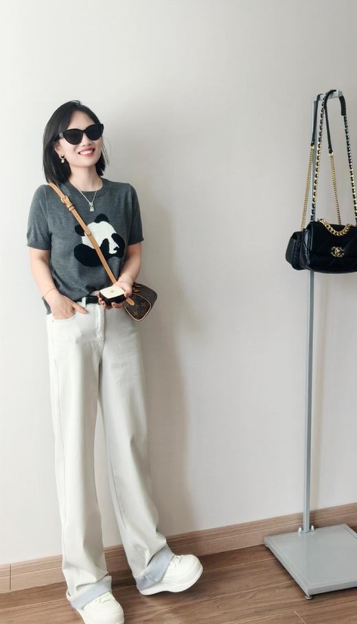 天丝莱赛尔针织奶萌熊猫刺绣T恤衫 商品图2