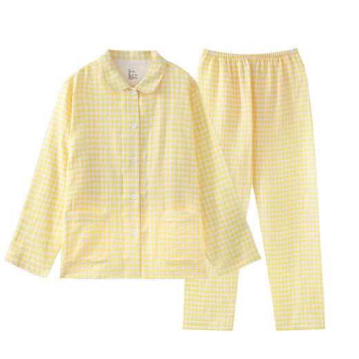 【双层纱长袖长裤家居服】全棉双层纱家居服糖果纯棉睡衣套装长袖情侣家居服 商品图6