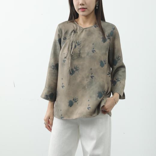 洛诗琳10218新中式真丝印花上衣2025夏季改良款气质国风上衣1155 商品图2