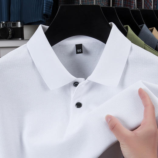 2025夏季新款纯棉T恤短袖男商务休闲翻领纯色丝光棉男士t恤批 商品图5