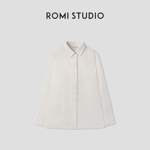 ROMI STUDIO“去繁就简”棉质砂洗微皱肌理极简翻领衬衣RW25SSG0137 商品图0