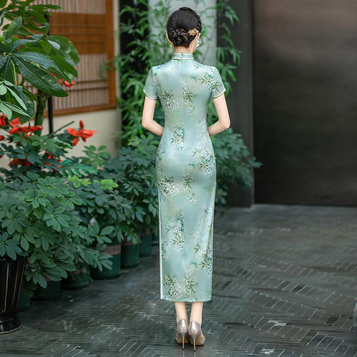 WX-ZS-25012春季新款真丝旗袍中式桑蚕丝连衣裙手工缝制送考宴席日常可穿 商品图3