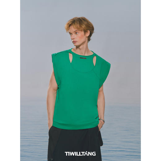 启世录TIWILLTANG“纨涵暹堑”镂空叠片结构背心夏季宽松无袖马甲 商品图1