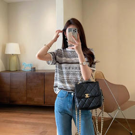 北欧风！费尔岛提花轻薄透气天丝针织短袖圆领T恤女2025夏季！