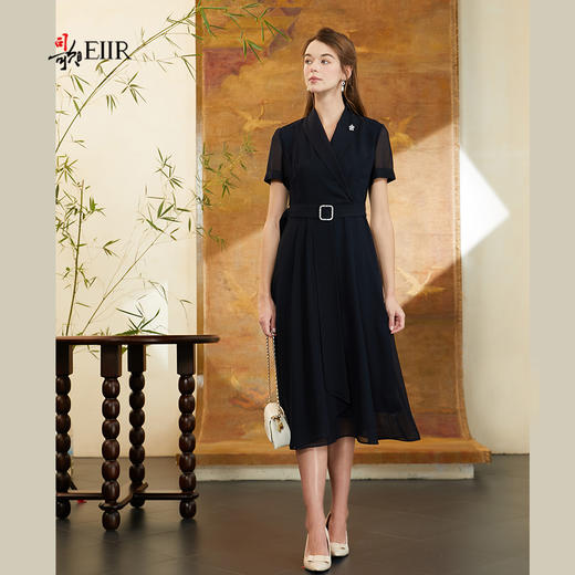 司歌收腰雪纺气质风衣连衣裙夏短袖A911286X 商品图1