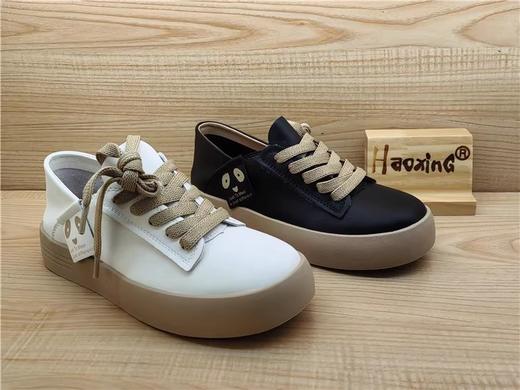 2024年豪行春季新款正品真皮板鞋休闲舒适平底系带女单鞋24171506 商品图4