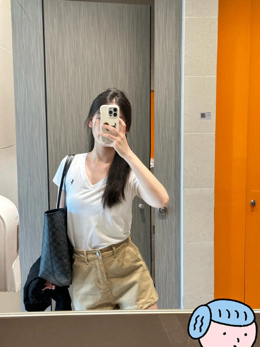 福利价赵露丝同款V领纯棉短袖t恤 商品图12