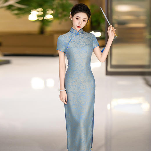 WX-2025春季新款真丝旗袍中式桑蚕丝连衣裙手工缝制送考宴席日常可穿 商品图4