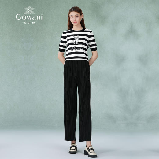 乔万尼针织衫新款黑白条纹通勤简约设计感EM2M913 商品图3