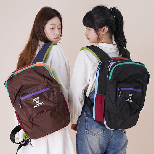 趁早即刻出发大容量双肩背包耐磨可平摊行李包可放电脑可套拉杆箱 商品图2