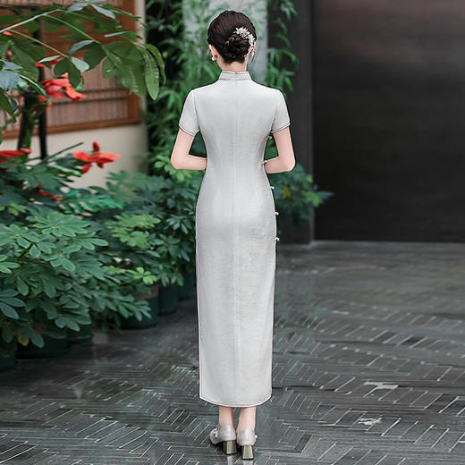 WX-2025春季新款真丝旗袍中式桑蚕丝连衣裙手工缝制送考宴席日常可穿 商品图3