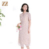 佐尔美夏季新款时尚气质碎花桑蚕丝短袖连衣裙女M42LS48 商品缩略图1
