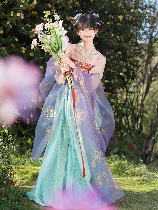 【重回汉唐永遇乐】原创齐胸16破裙披帛套装唐制汉服女装姐妹款夏 商品图4