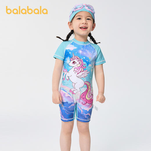 【商场同款】巴拉巴拉女童泳衣连体儿童泳装小童防晒耐氯甜美高弹 商品图1