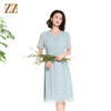 佐尔美夏季新款时尚气质碎花桑蚕丝短袖连衣裙女M42LS46 商品缩略图0