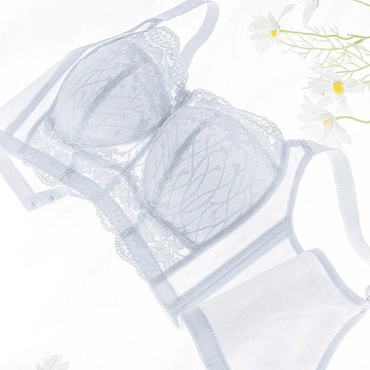 D2-【B-E杯】【大胸显小】润微超薄透气大胸显小全罩杯舒适显小调整型内衣不凸点收副乳文胸   花融啵啵 商品图2