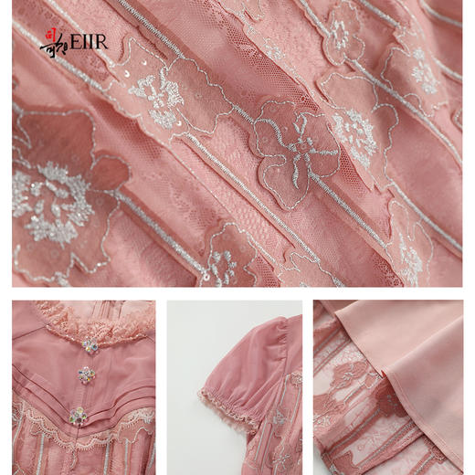 司歌绣花蕾丝连衣裙短袖修身端庄大方A911105x 商品图2