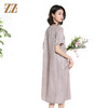 佐尔美夏季新款新中式气质印花桑蚕丝短袖连衣裙女M42LS58 商品缩略图4