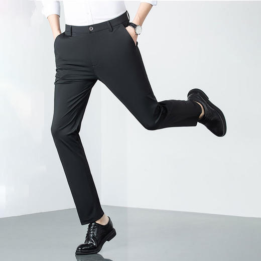 半身缘男裤 春夏弹性直筒修身弹力冰丝薄款西裤251301B10303719 商品图1