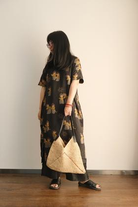 米马成衣 香云纱桑蚕丝中式旗袍 真丝连衣裙