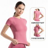 薄款运动紧身透气瑜伽服短袖T恤 女修身吸汗速干显瘦跑步健身上衣 商品缩略图1