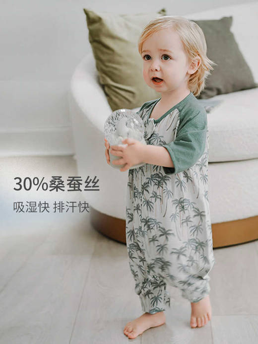 【Nest Designs】竹绢纱布双层半袖插肩分腿睡袋 商品图1