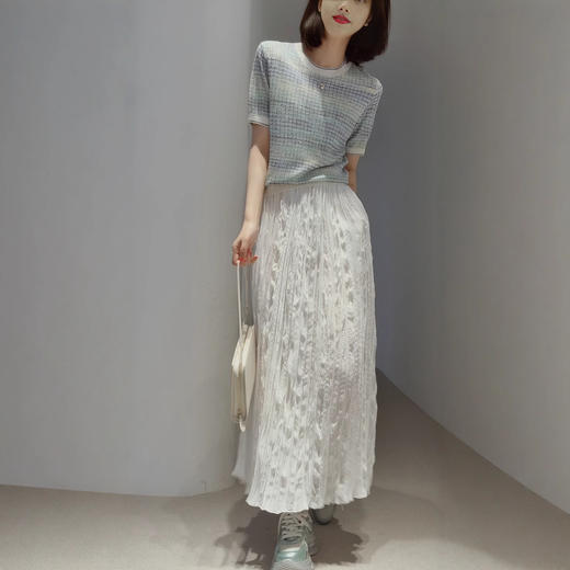 彩虹梦境！2025新款多巴胺渐变花纱天丝真丝针织短袖T恤气质小衫女款！ 商品图3