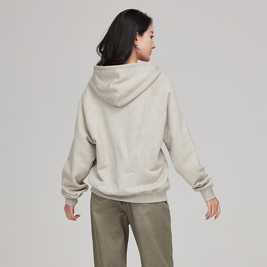 素道天然有机彩棉情侣连帽卫衣 长袖灰色运动服 套头男女同款休闲 商品图4
