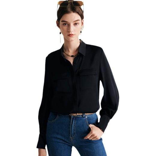 真丝衬衫女2025春夏新款长袖通勤纯色气质杭州桑蚕丝上衣 商品图4