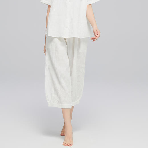 素道有机彩棉100%棉女士家居服 有机认证短袖套装 轻薄居家灯笼裤 商品图3