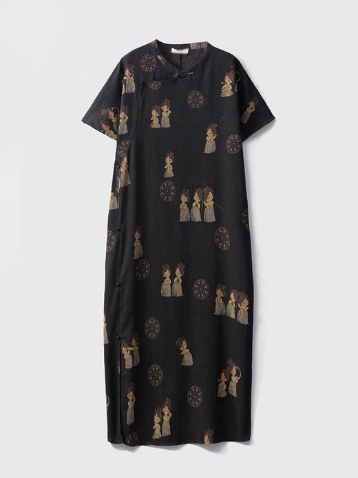 米马成衣 香云纱桑蚕丝中式旗袍 真丝连衣裙 商品图2