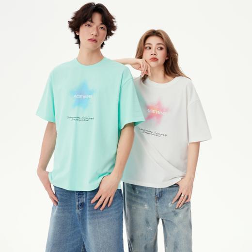 YKYB黄子韬短袖T恤情侣全棉舒适透气实穿星形色彩上衣Y52NDT032 商品图4