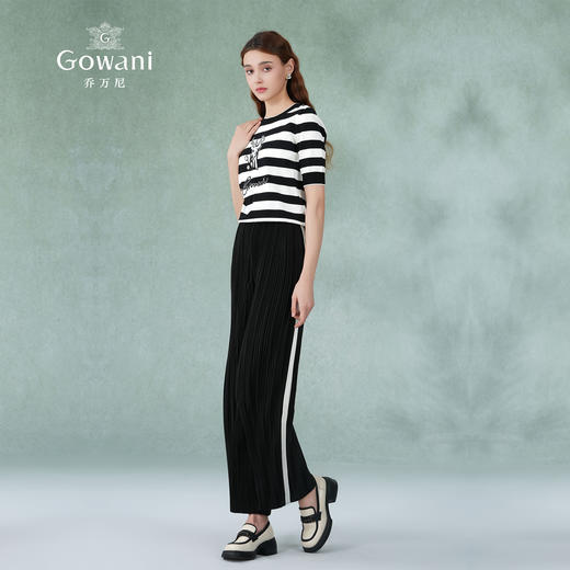 乔万尼针织衫新款黑白条纹通勤简约设计感EM2M913 商品图2