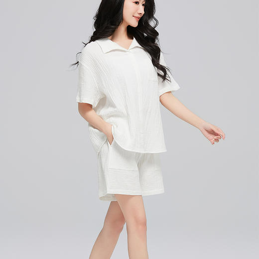 素道有机彩棉100%棉女士家居服 有机认证短袖套装 轻薄居家灯笼裤 商品图2