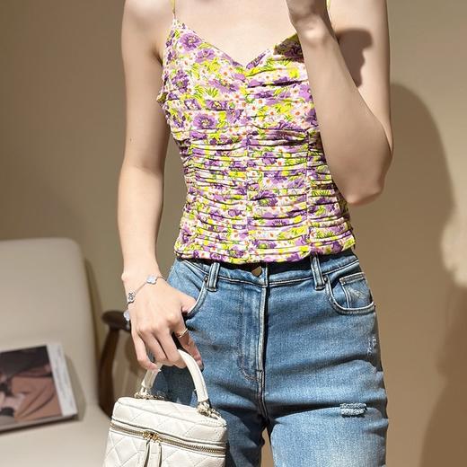 洛诗琳05355清新印花吊带2025夏季新款气质打揽真丝吊带22173 商品图2