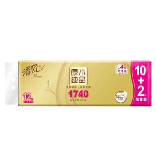 B21C4J1  清风金装4层145克12卷1740空芯卷纸 商品图0