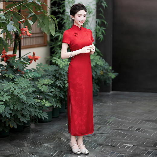 WX-ZS-25011春季新款真丝旗袍中式桑蚕丝连衣裙送考宴席日常 ZS-25011 商品图2