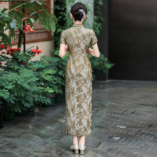 WX-2025春季新款真丝旗袍中式桑蚕丝连衣裙手工缝制送考宴席日常可穿 商品图3