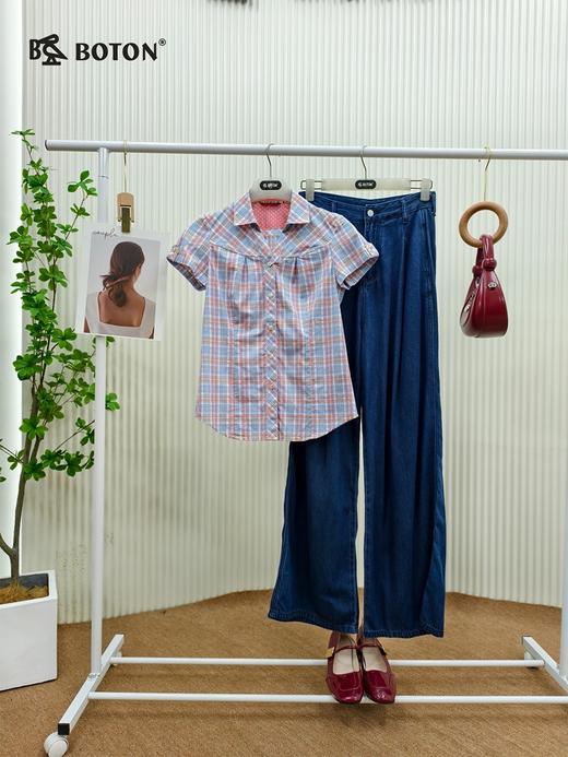 【第2件半价！尾货清仓不退换】波顿女士夏季休闲格仔短袖衬衫LS751216 商品图2