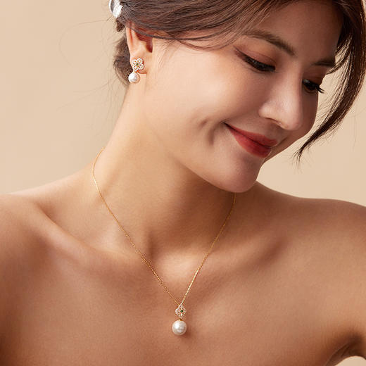 【石榴婆直播专享】Manreya玛芮雅“花间星语”爱迪生珍珠项链耳饰套装丨爱迪生珍珠+银镀金 商品图0