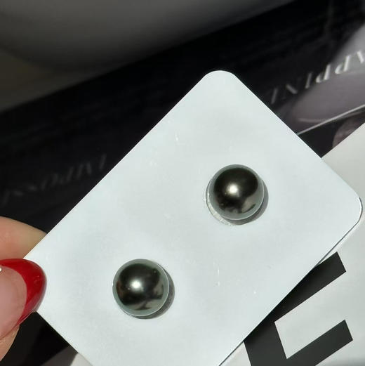 大溪地黑珍珠耳钉 一批小精品货 微微瑕 正圆ji强光 8-9mm han见精品 商品图6
