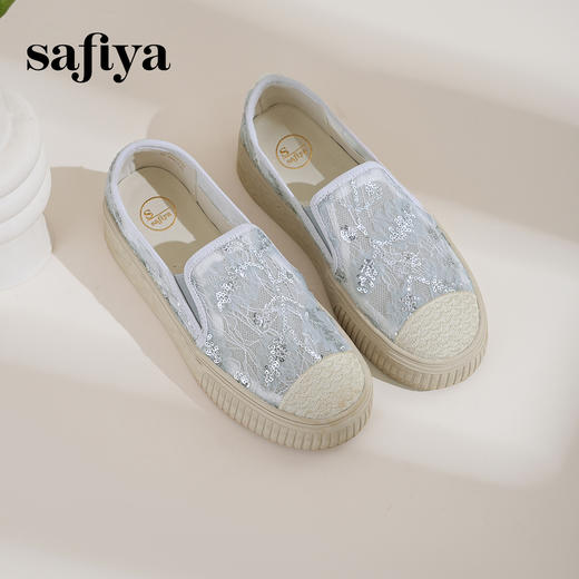 预售10天|Safiya/索菲娅春夏百搭懒人编织透气休闲蕾丝渔夫鞋SFD1112232 商品图4