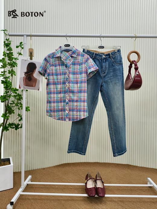 【第2件半价！尾货清仓不退换】波顿女士休闲格仔短袖衬衫LS731215 商品图2