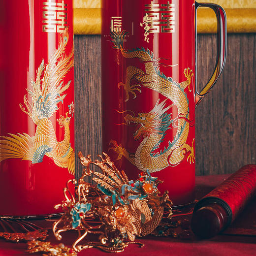 学古龙凤呈祥 · 传家壶 复古婚庆热水壶暖壶热水瓶1.6L对壶结婚送礼 商品图6